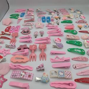 Assorted Pink and Green Kids Hair Clips Set